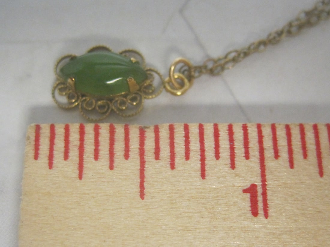 Antique 14k Gold-Filled Jade Pendant on 16" Gold-Filled Chain - 5