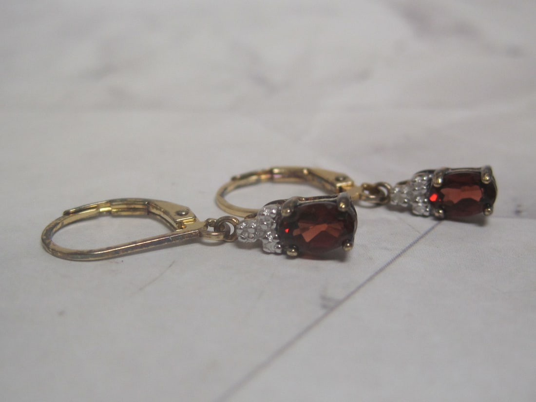 Sterling Silver Vermeil Garnet Leverback Earrings (1 of 4)