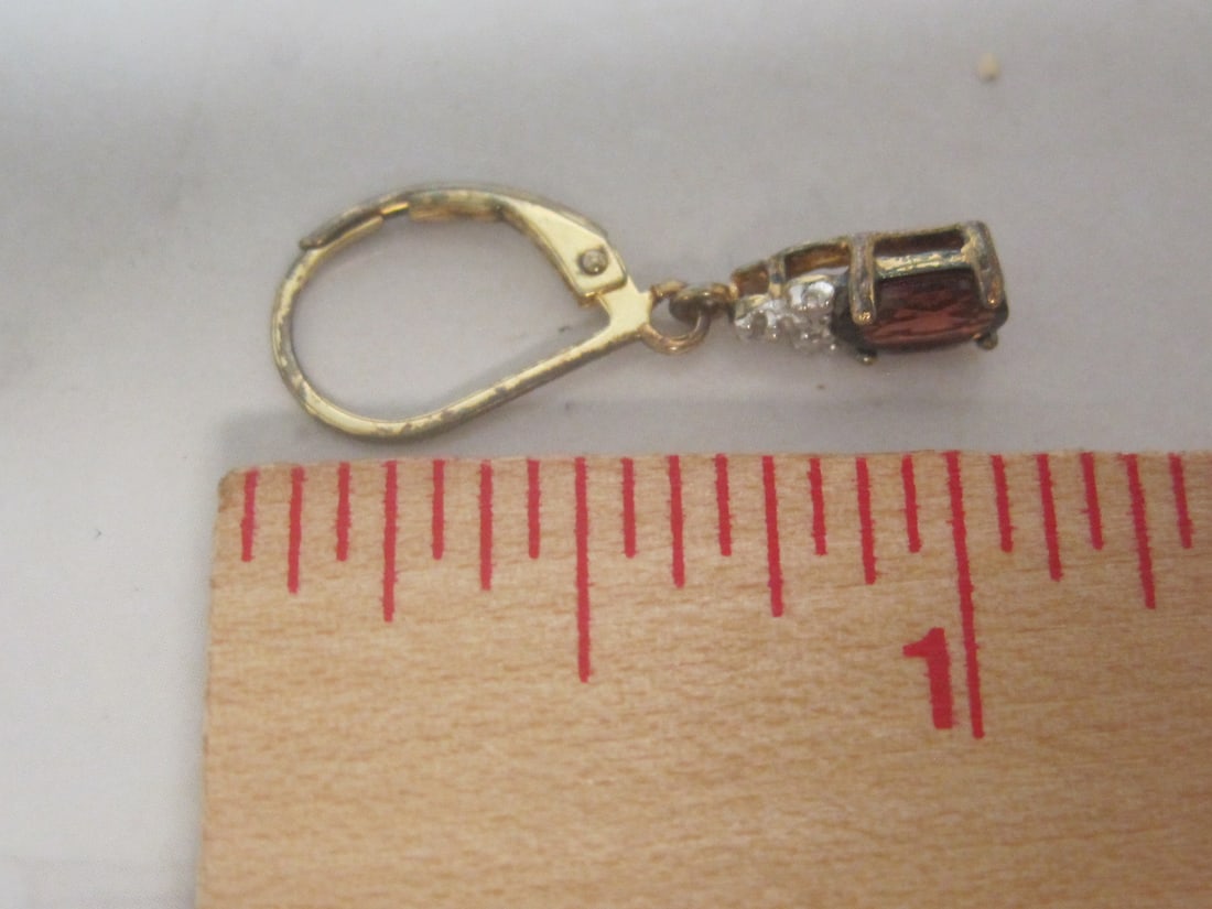 Sterling Silver Vermeil Garnet Leverback Earrings - 4