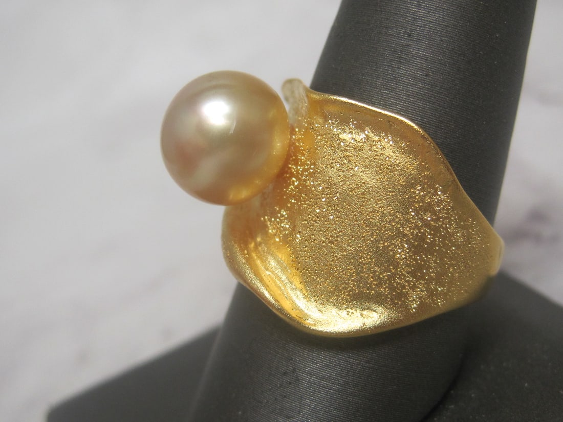 Sterling Silver Vermeil Pearl Ring - 2