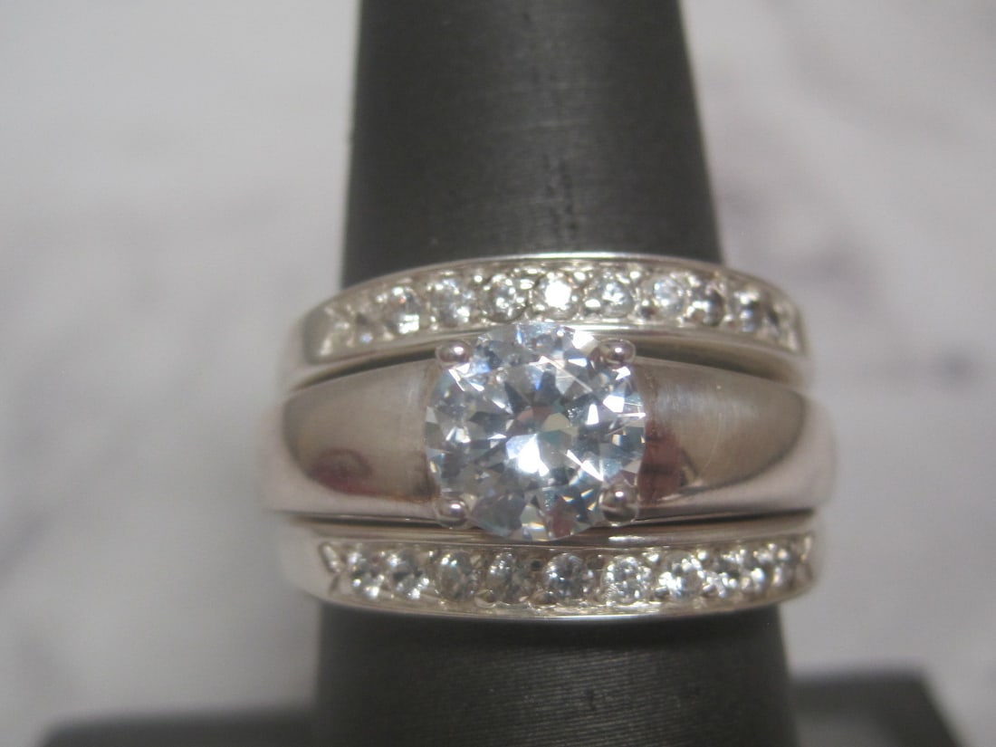 Sterling Silver Diamonique Engagement Ring with Jacket (1 of 4)