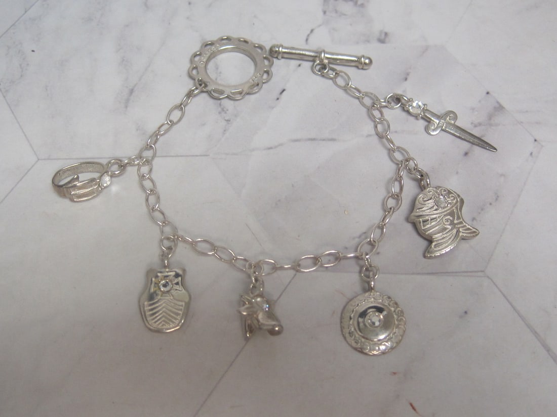 8" Sterling Silver "The Full Armor of God" Charm Bracelet: Weighs 20 grams