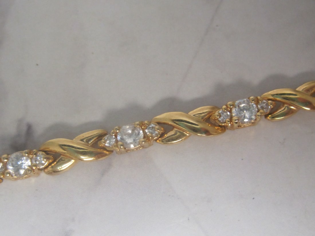 6 1/2" Sterling Silver Vermeil CZ Bracelet - 3