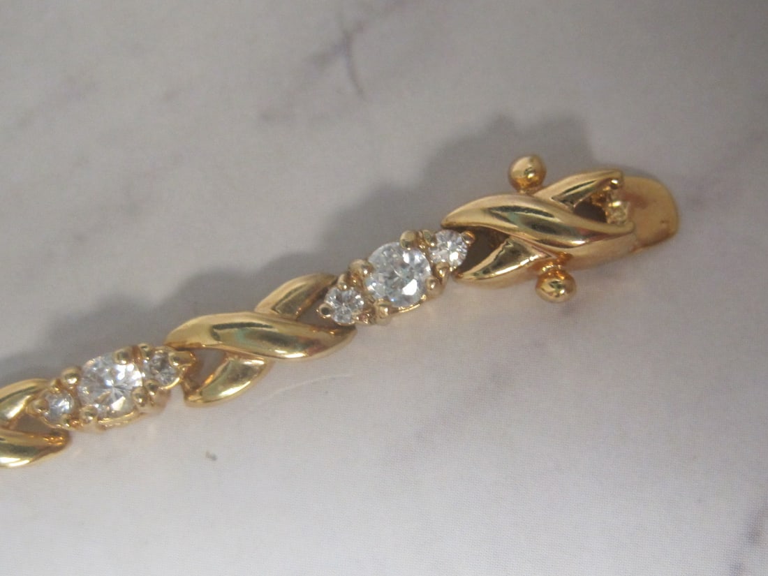 6 1/2" Sterling Silver Vermeil CZ Bracelet - 4