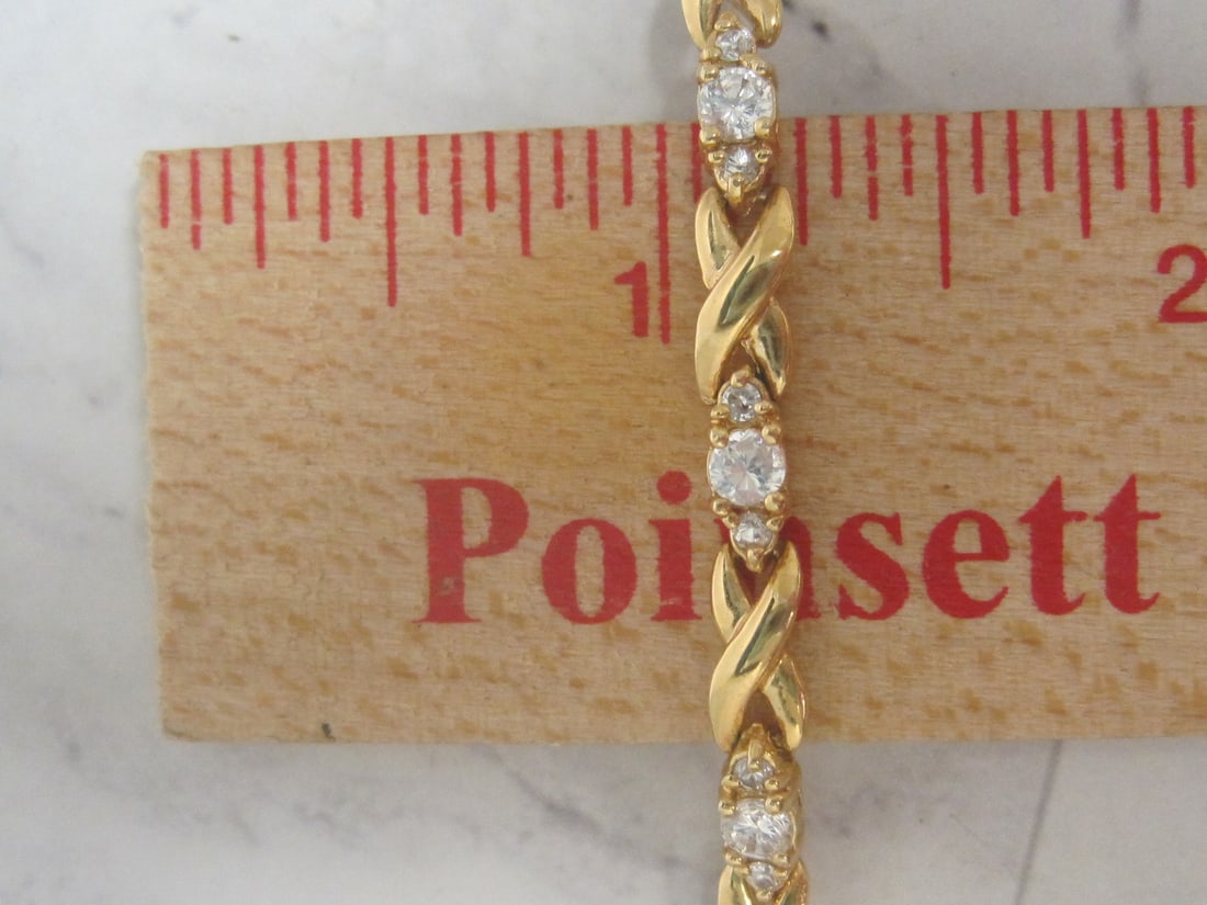 6 1/2" Sterling Silver Vermeil CZ Bracelet - 5