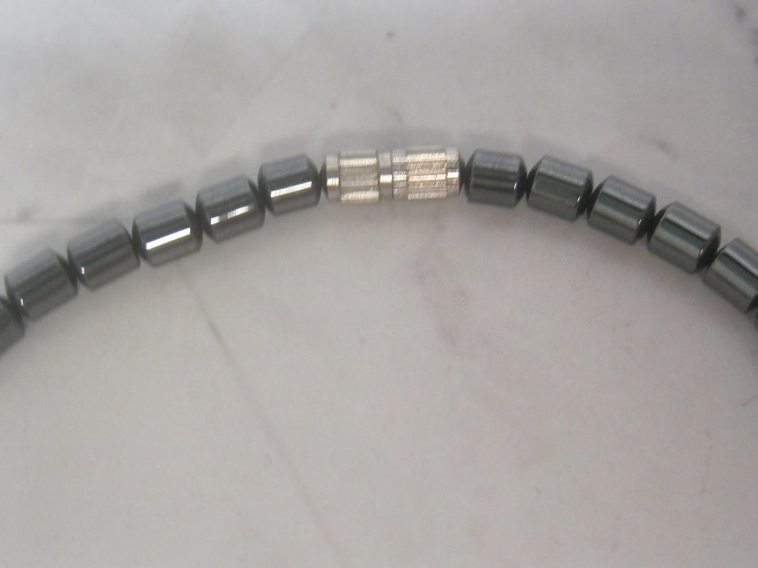 18" Hematite Bead Necklace with Turquoise Look Elephant Pendant - 4