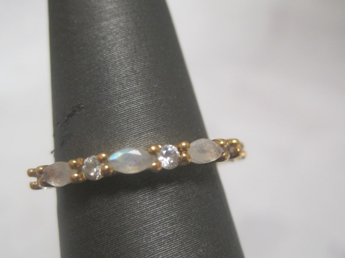 Sterling Silver Vermeil CZ Band Ring - 3