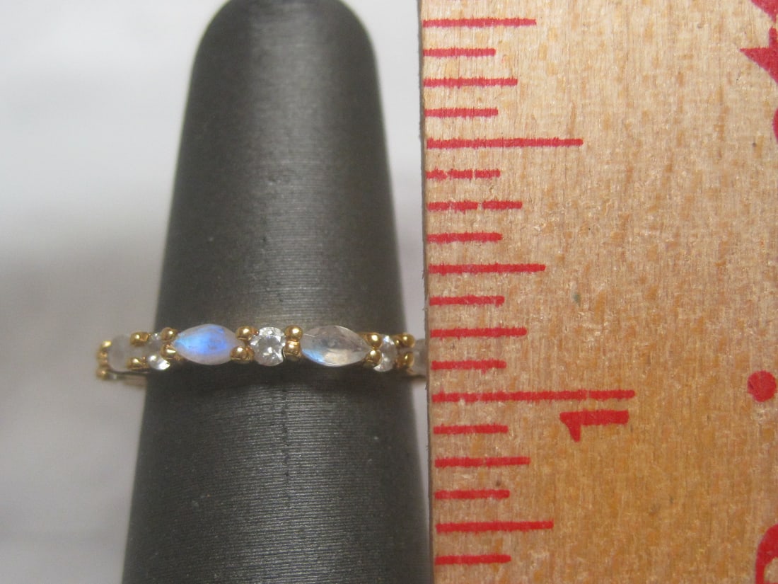 Sterling Silver Vermeil CZ Band Ring - 4