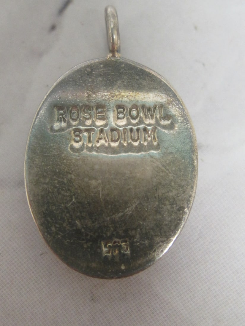 Vintage Sterling Silver Rose Bowl Stadium Souvenir Pendant - 2