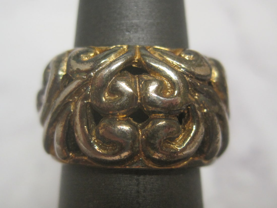 Sterling Silver Filigree Band Ring: Weighs 9.3 grams, Size 6