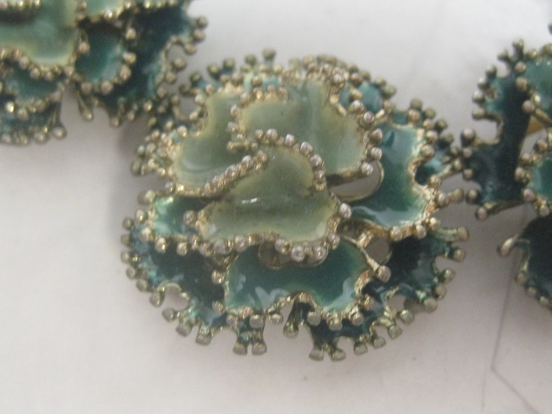 Vintage Large Enamel Floral Bracelet - 3