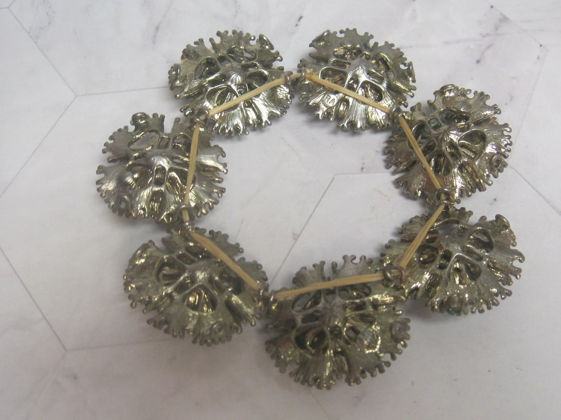 Vintage Large Enamel Floral Bracelet - 4