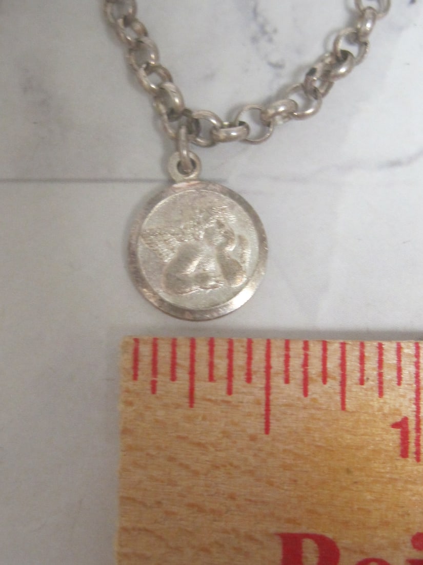7" Sterling Silver Bracelet with Cherub Charm - 4