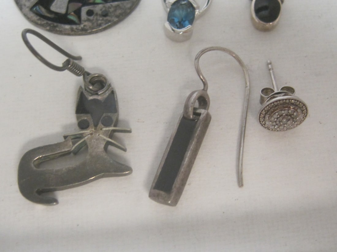 Lot of 6 Single Sterling Silver Earrings - 3