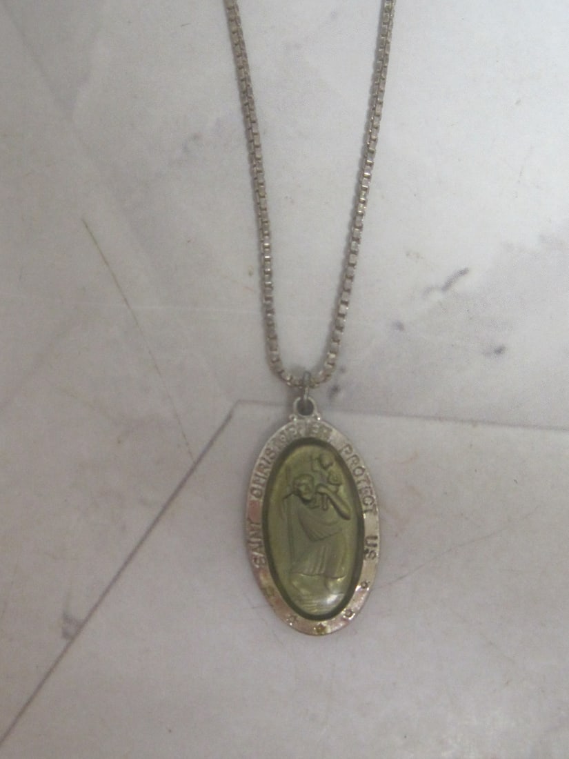Sterling Silver Saint Christopher Pendant on 18" Sterling Silver Chain: Weighs 3.4 grams