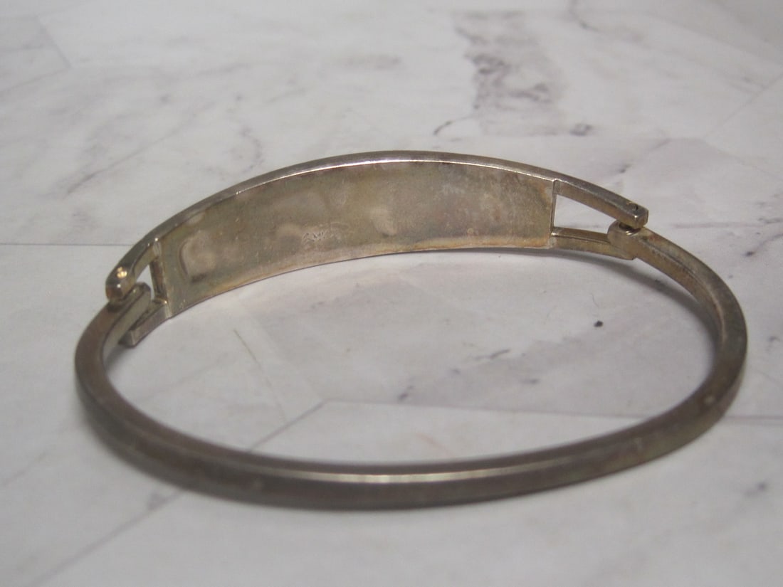 Mexican Alpaca Cuff Bracelet with Inlaid Crushed Turquoise - 3