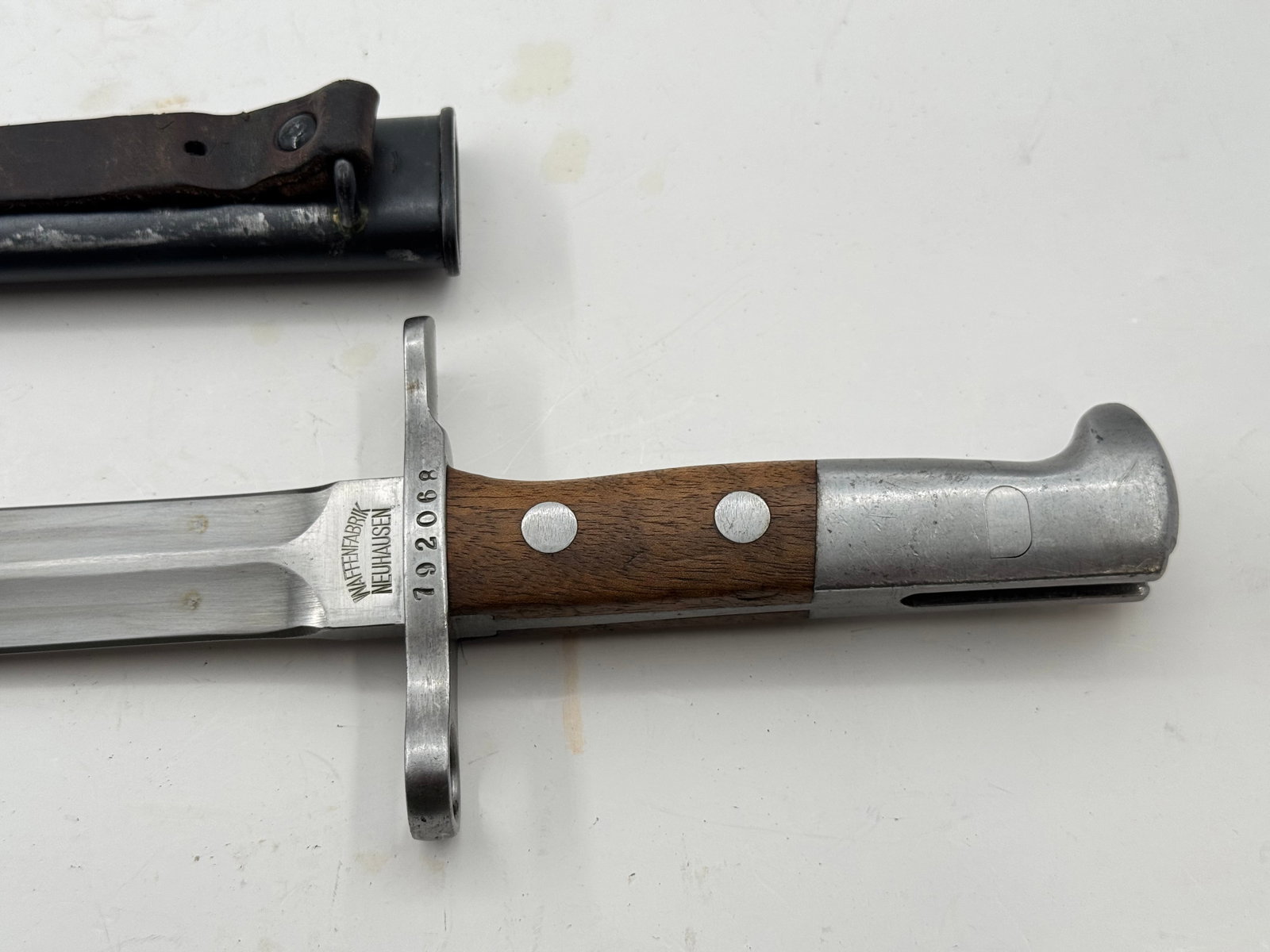 Excellent Swiss M1918 Bayonet with Scabbard by Waffenfabrik Neuhausen - 2