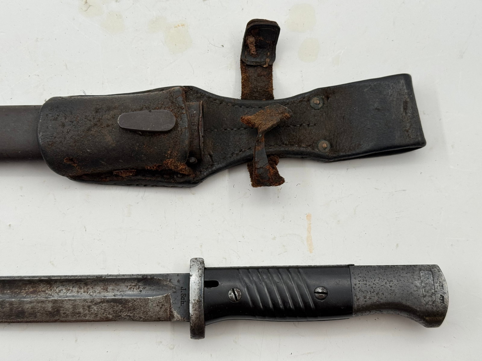 1939 WWII German K98 Bayonet by J. Sch with Scabbard & Frog - 2