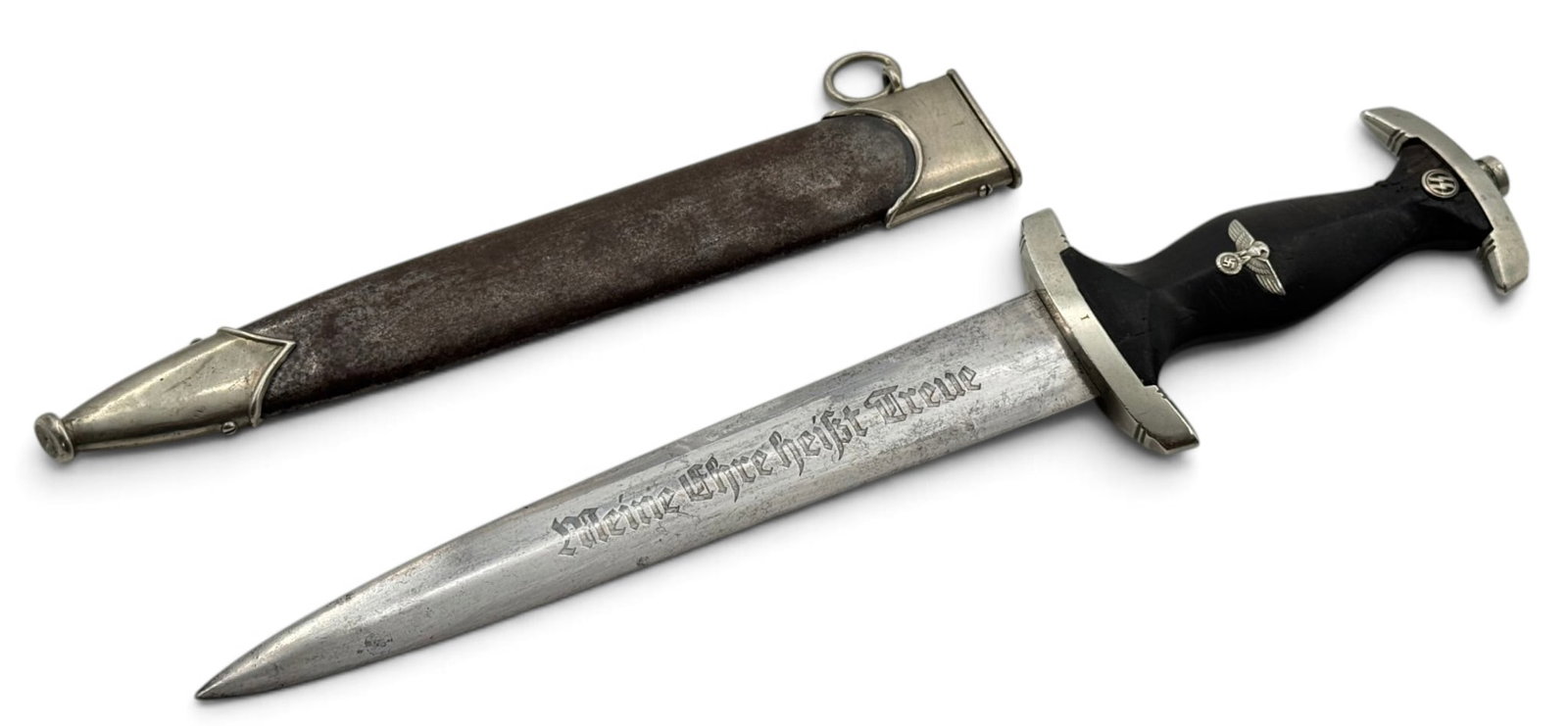 Rare & Desirable Early Original German SS M33 Dagger with Scabbard by Boker - 2