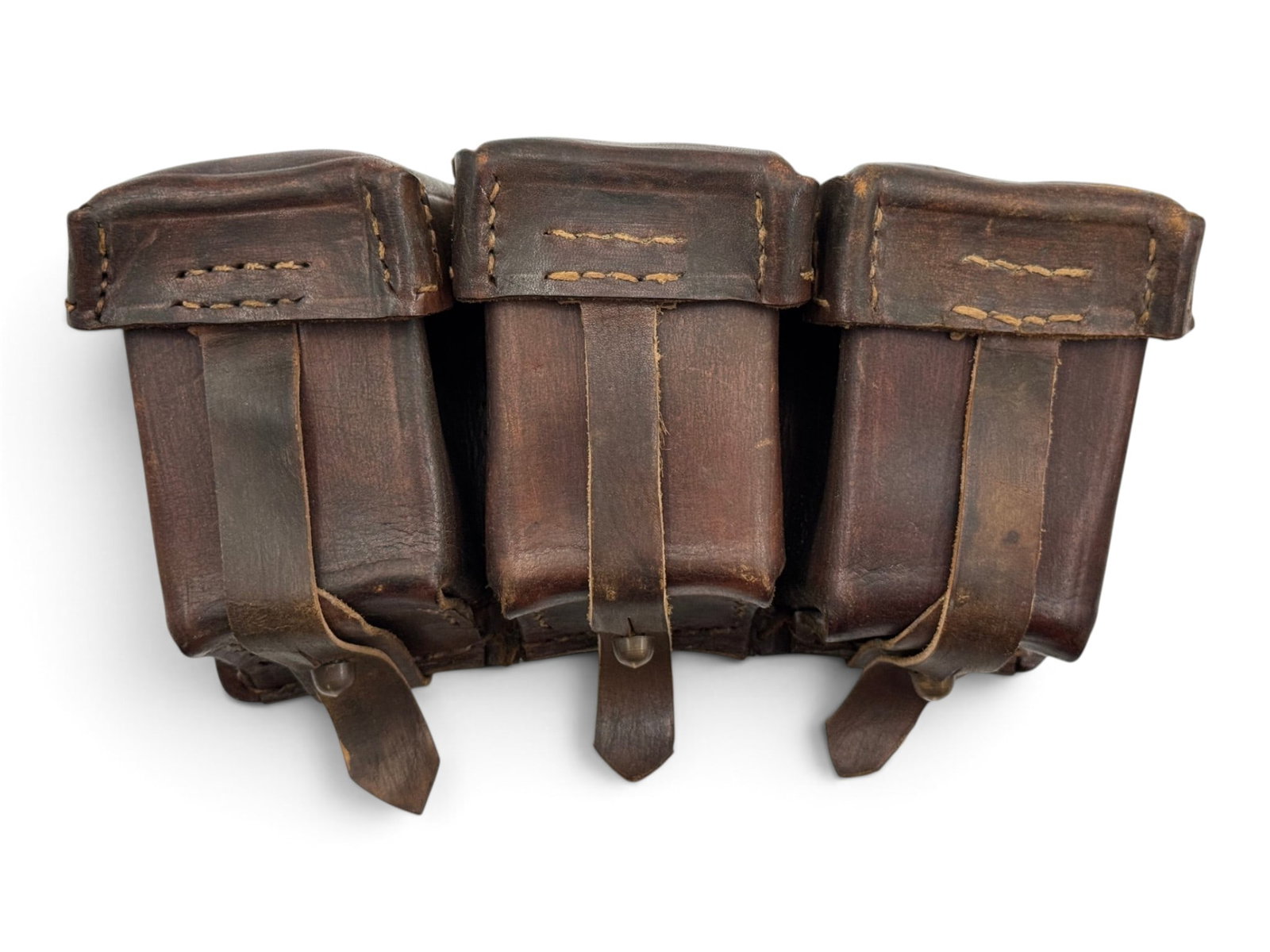 (2) German K98 Style 8mm Mauser 3-Pocket Ammo Pouches - 2