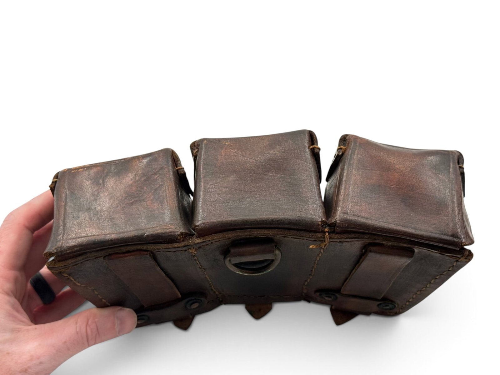 (2) German K98 Style 8mm Mauser 3-Pocket Ammo Pouches - 4