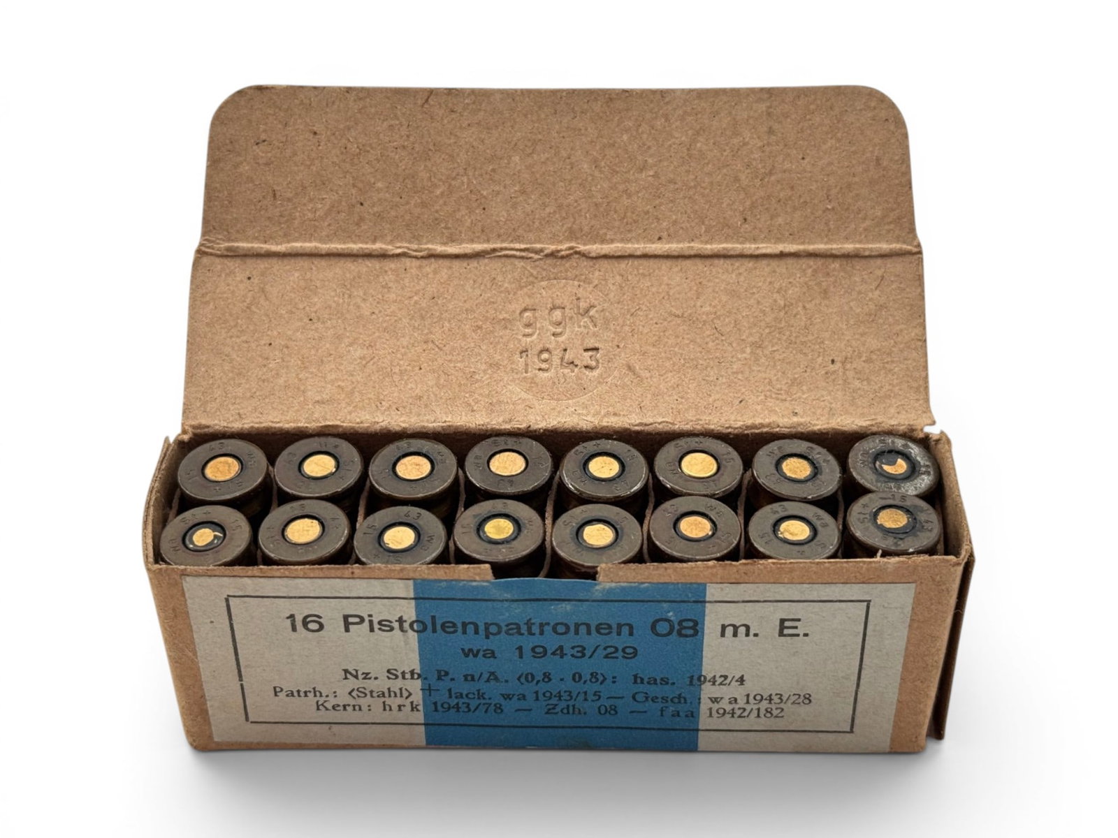 16rds. of Original German WWII 1942 9mm Luger Collectible Ammunition - 2