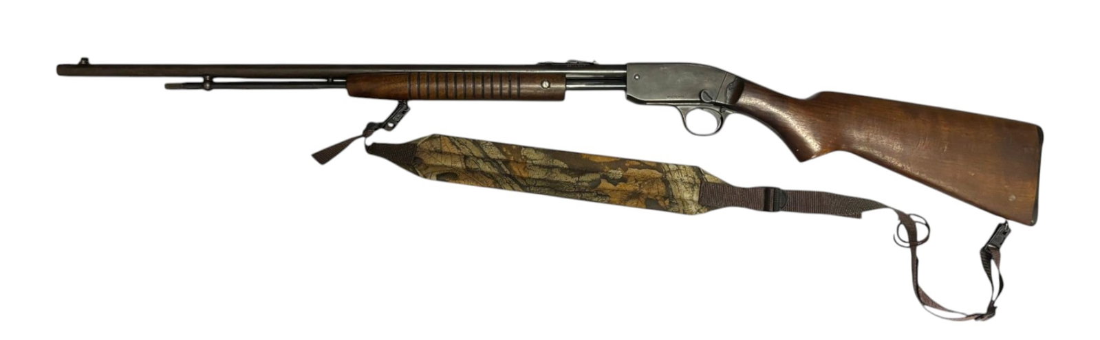 Savage Model 29B .22 S-L-LR Pump-Action Takedown Rifle with Sling: S#: NSN | 24" Barrel |||| CONDITION: Very Good. Retaining 80% Original Blued Finish, with minor frosting . Mechanically Functions. Bore is Excellent. May need a good cleaning ||||| CLASS: C&R