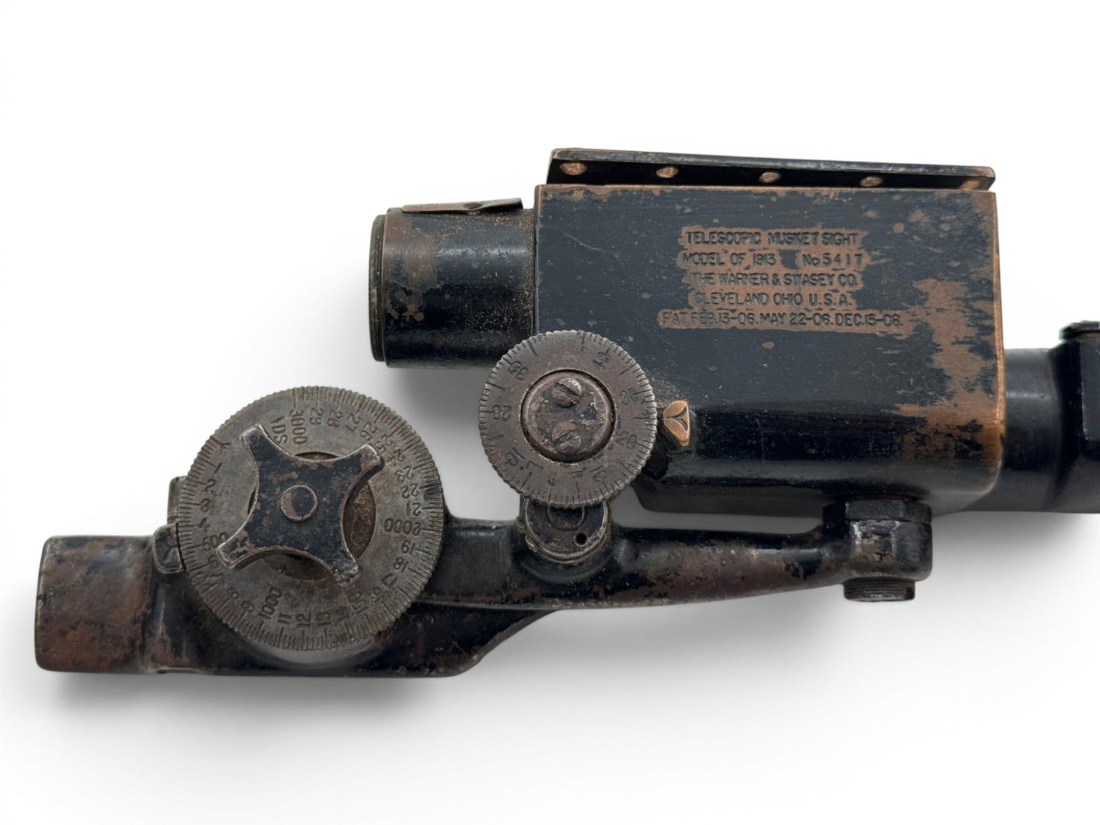 RARE U.S. WWI Warner & Swasey M1913 Musket Sight & Mounting Bracket for M1903 Springfield in Case - 2