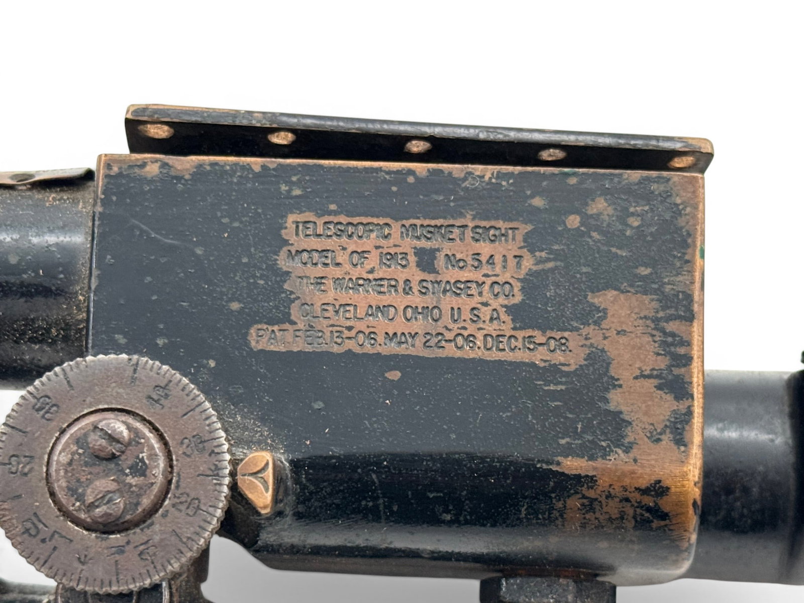 RARE U.S. WWI Warner & Swasey M1913 Musket Sight & Mounting Bracket for M1903 Springfield in Case - 3