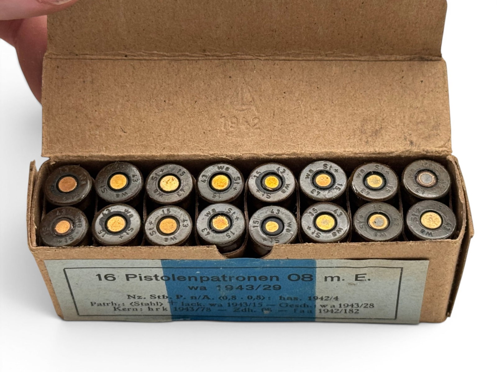 16rds. of Original German WWII 1942 9mm Luger Collectible Ammunition - 2
