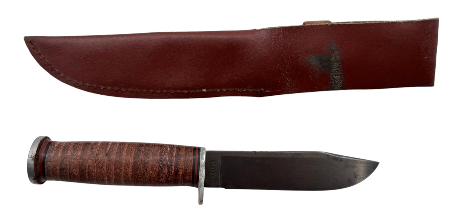 Vintage Western L71 SEABEE Fixed Blade Utility Knife with Leather Sheathe - 4