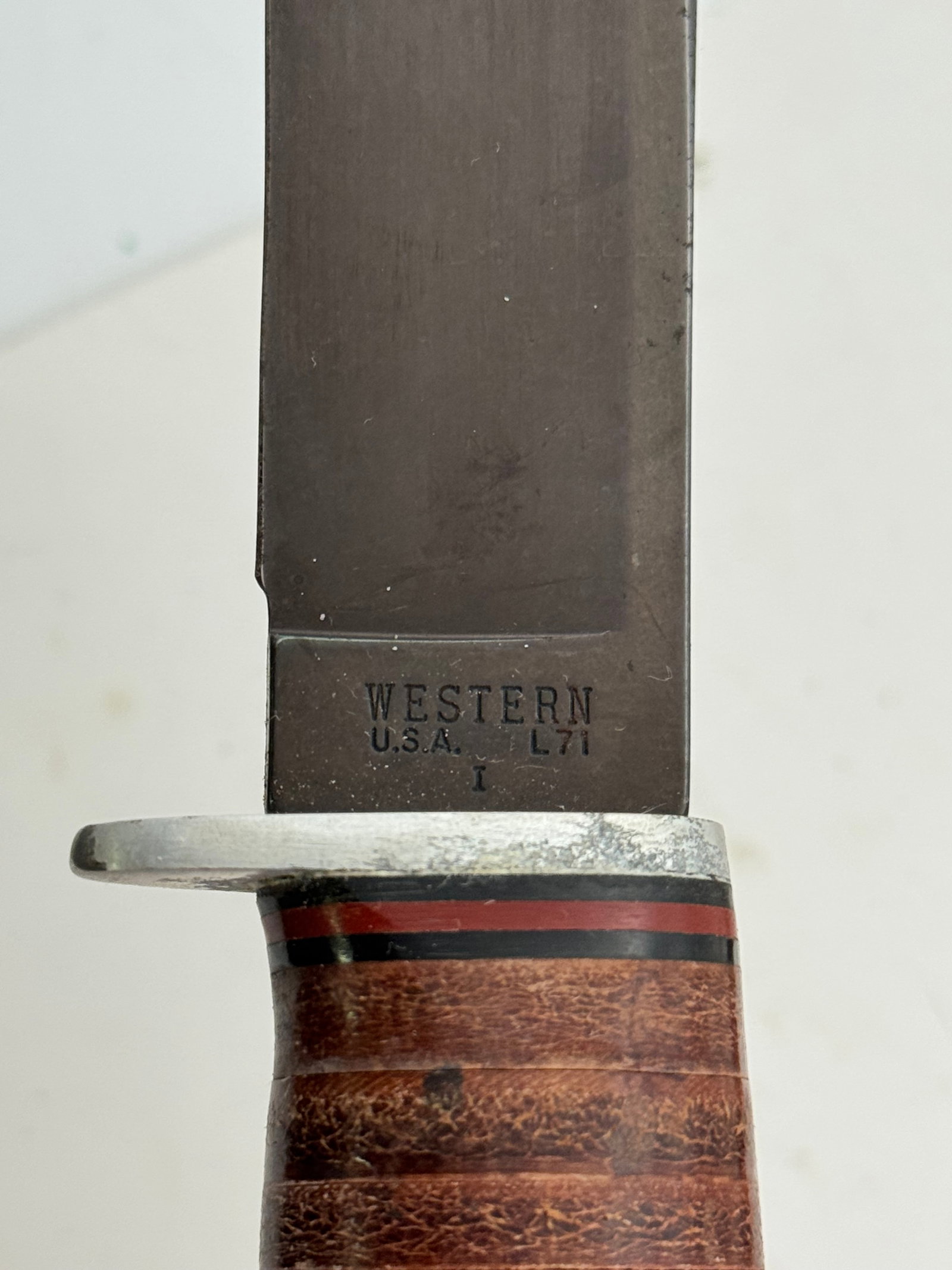 Vintage Western L71 SEABEE Fixed Blade Utility Knife with Leather Sheathe - 7