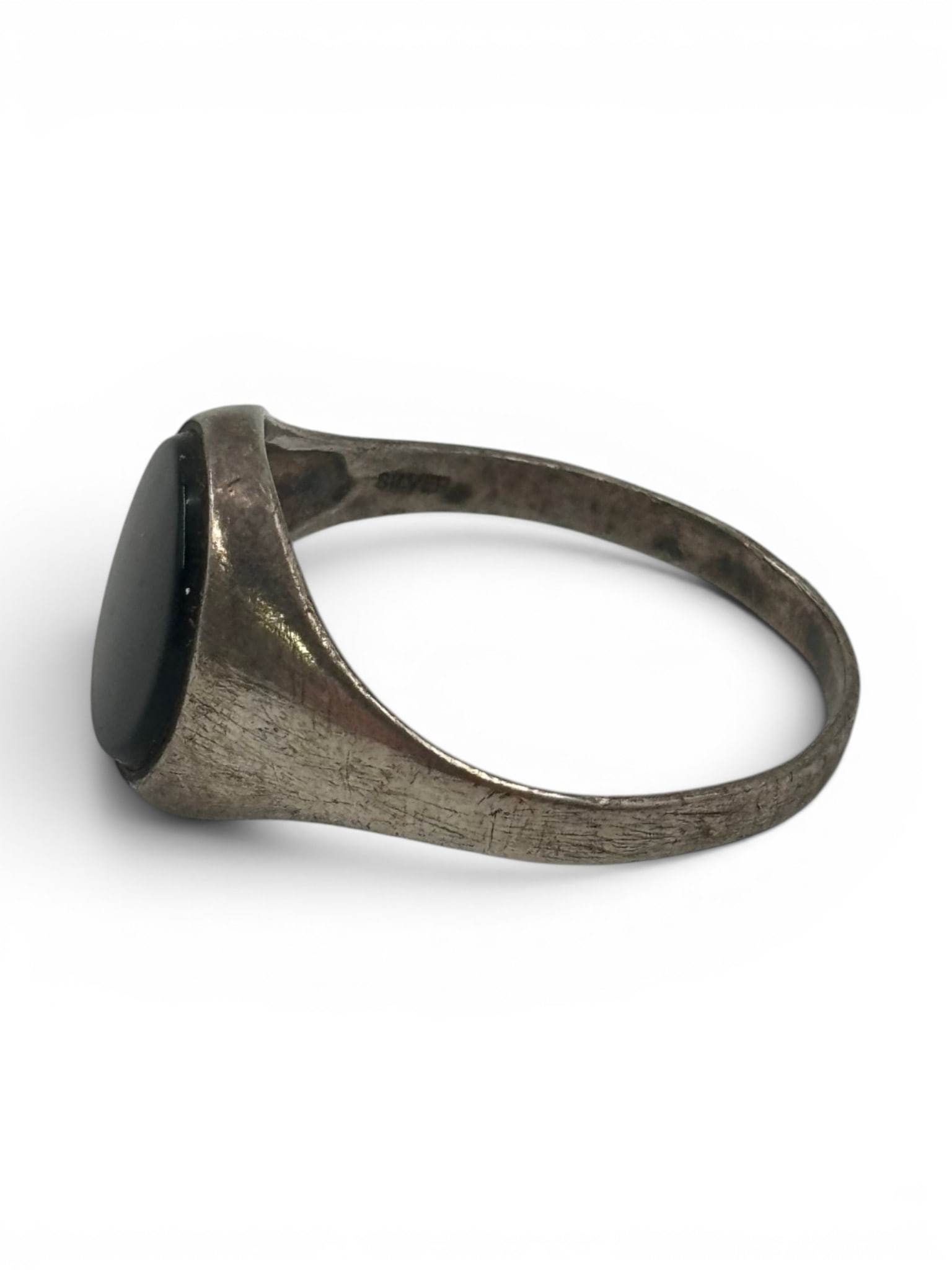 Vintage Genuine Silver Black Onyx Men’s Ring - 2
