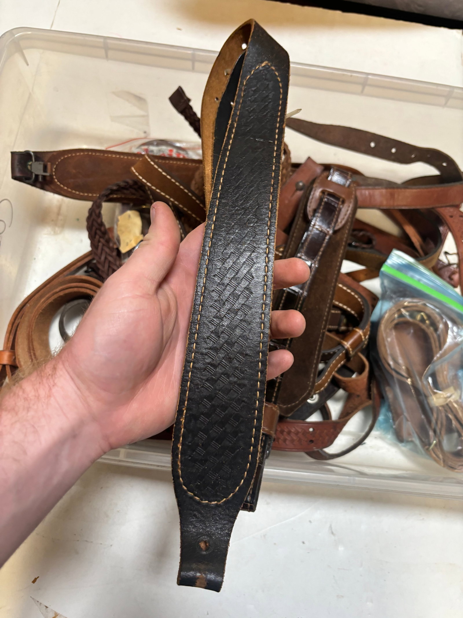 Lot of Various Leather Slings and Unfinished Belts - 4