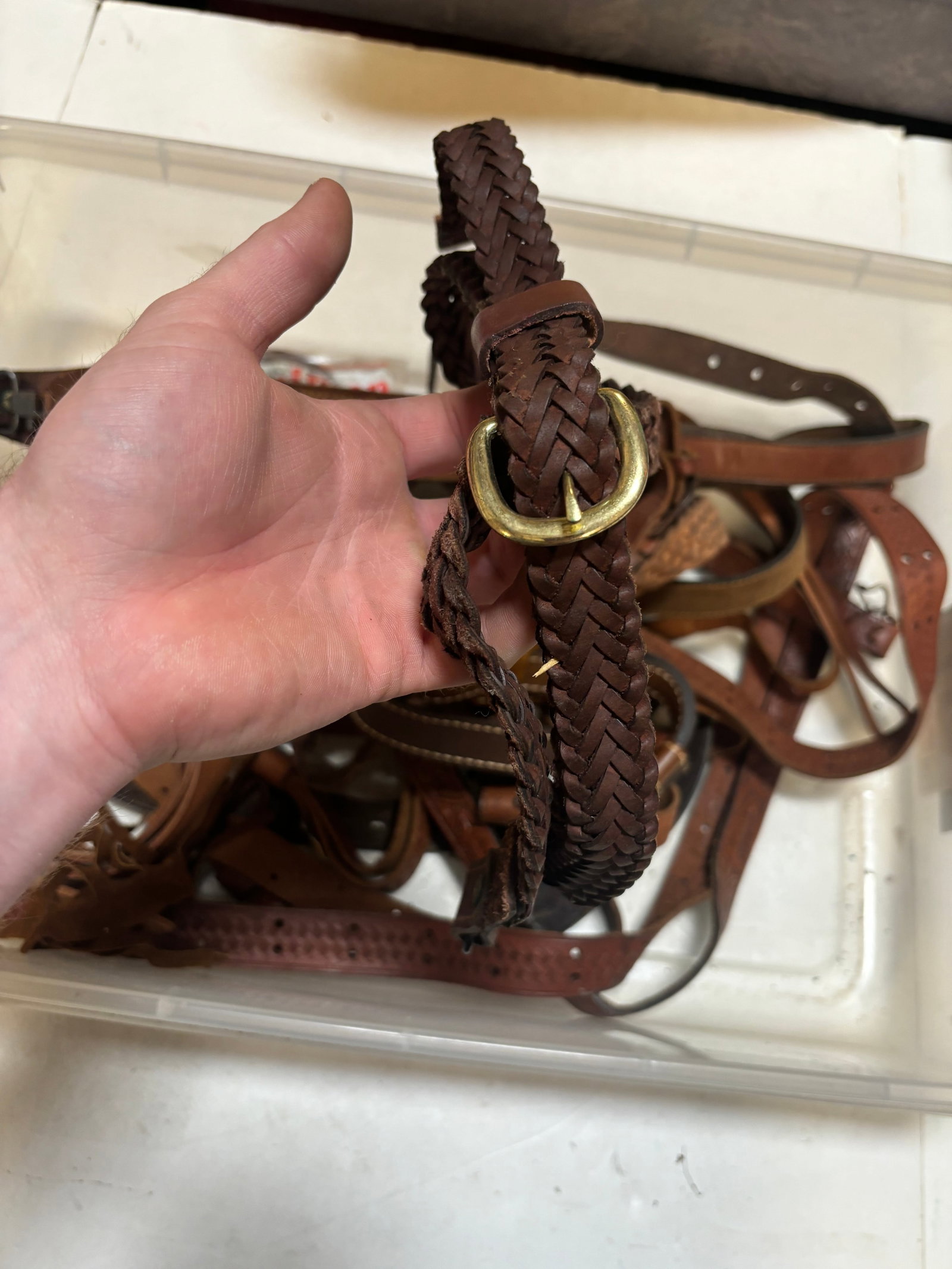 Lot of Various Leather Slings and Unfinished Belts - 7