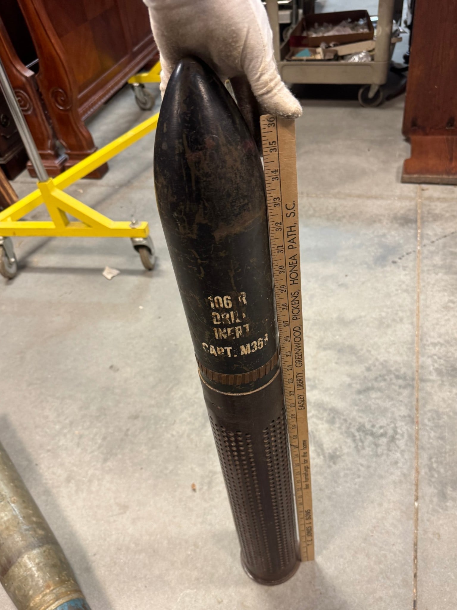 Large & Collectible Cold War U.S. Military 106mm Dummy Recoiless Round for M40 Recoilless Rifle - 4