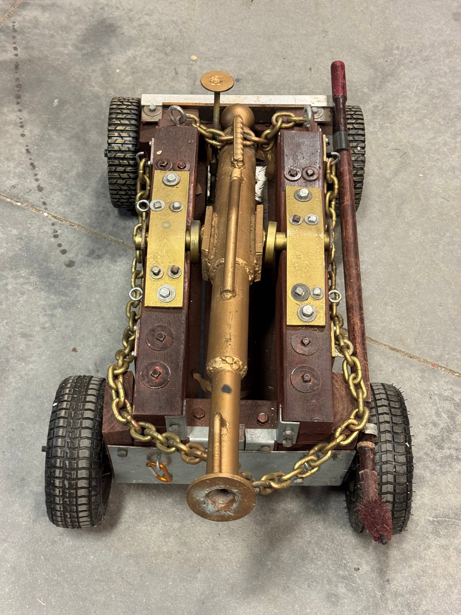 Functioning Custom Replica Naval Cannon on Carriage with Tires - 2