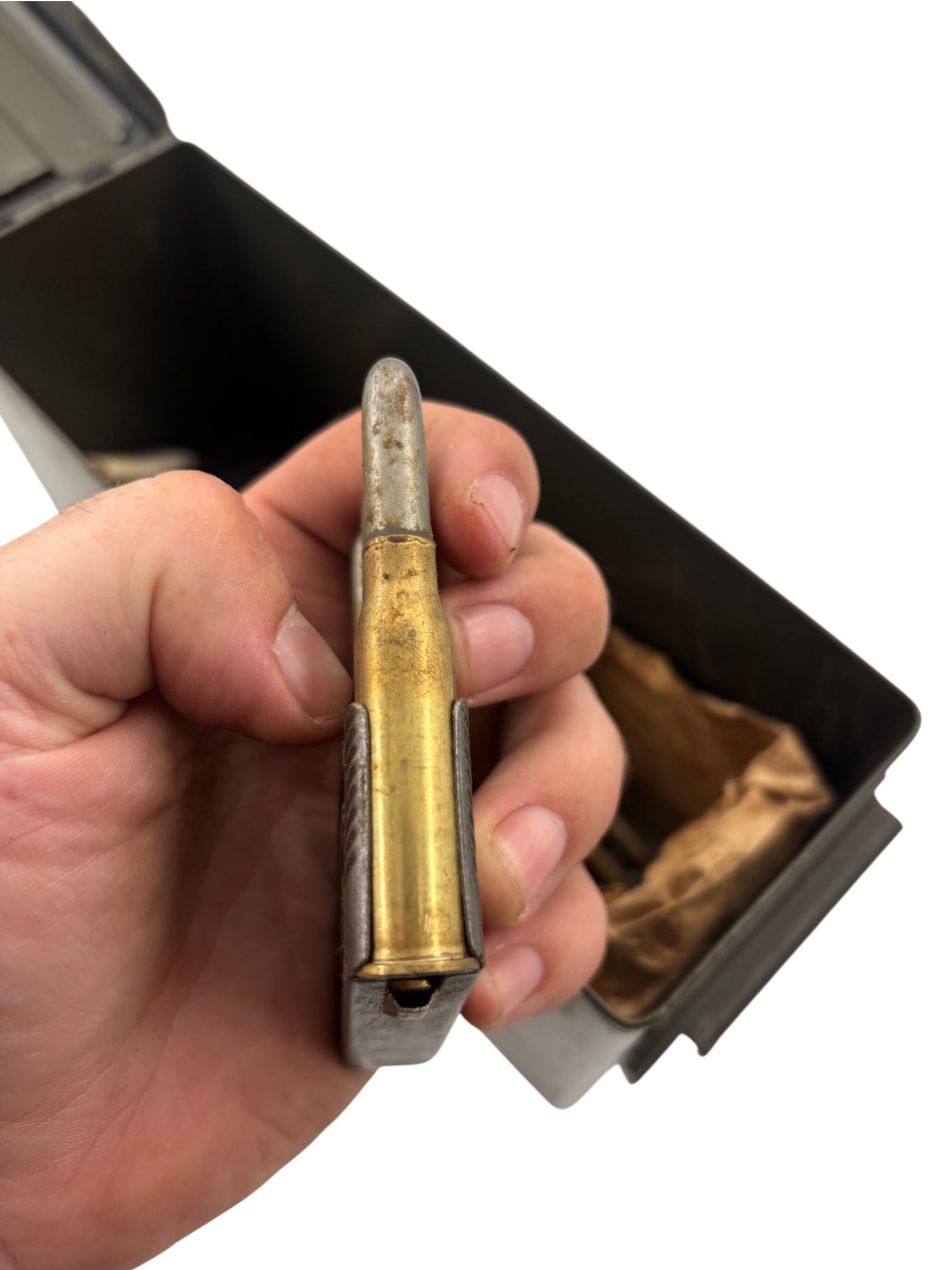 70rds. of 8x50r Mannlicher Ammunition on Clips + 5 Stripper Clips in Ammo Can - 5