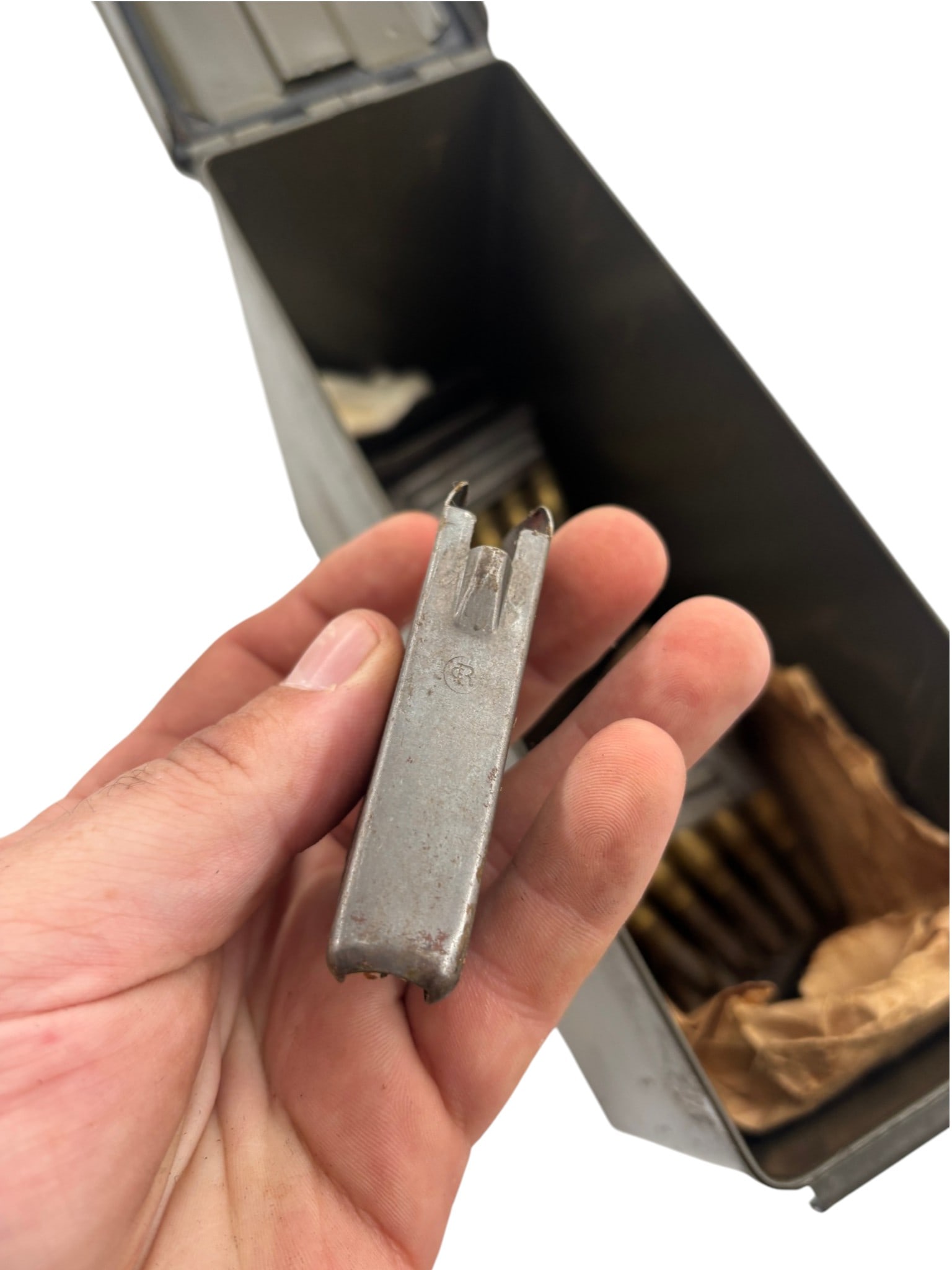 70rds. of 8x50r Mannlicher Ammunition on Clips + 5 Stripper Clips in Ammo Can - 6