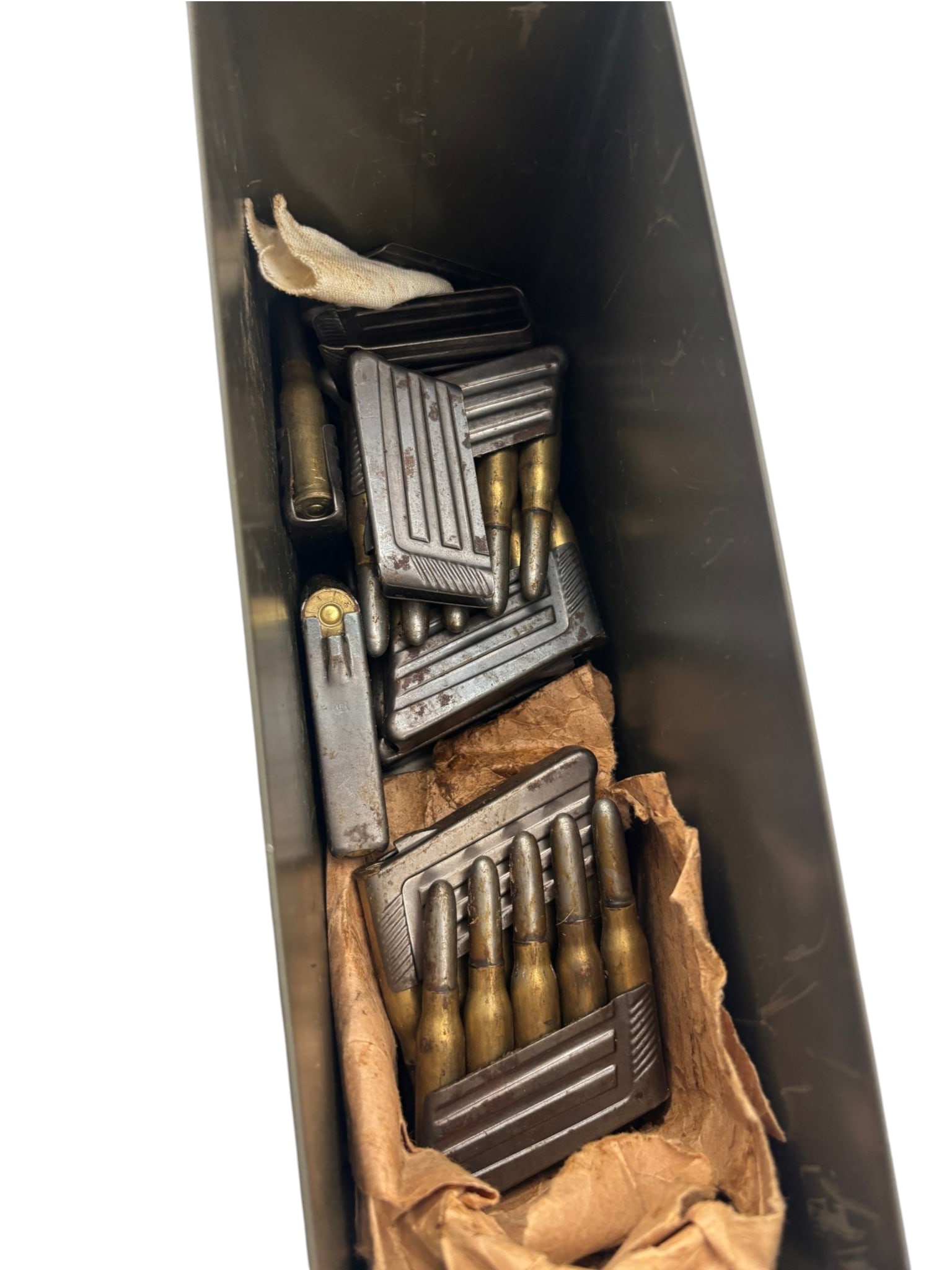 70rds. of 8x50r Mannlicher Ammunition on Clips + 5 Stripper Clips in Ammo Can - 7
