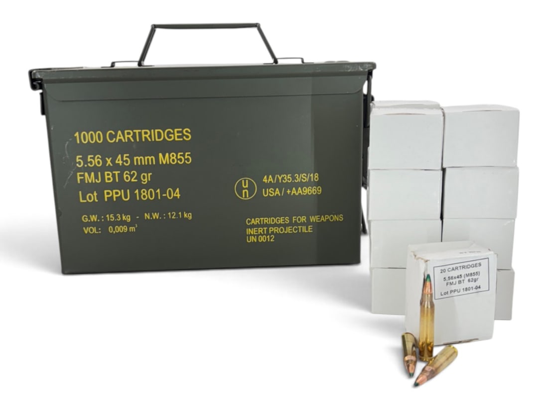 NIB 800rds. of 5.56mm 62gr. FMJ BT PPU Specialty Ammunition in Can: See photo(s)