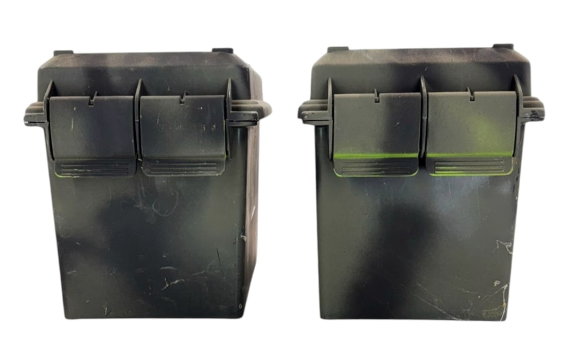 (2) Large mtm case-gard Plastic Ammo Cans: Spray paint camouflage