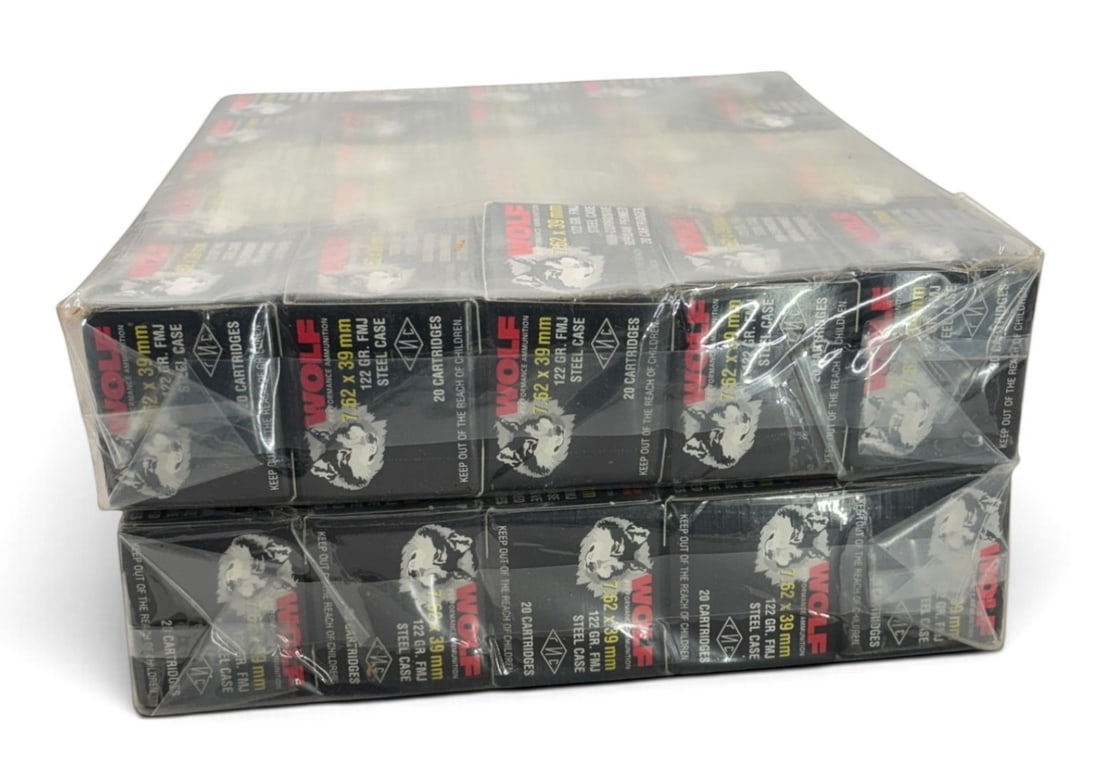 NIB 1,000rds. of 7.62x39mm 122gr. FMJ WOLF Steel Case Ammunition - 2