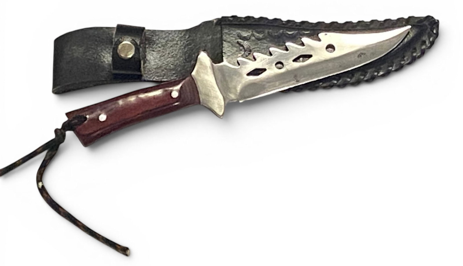Serrated Tooth Back Knife with Pakistan Leather Holster - 2