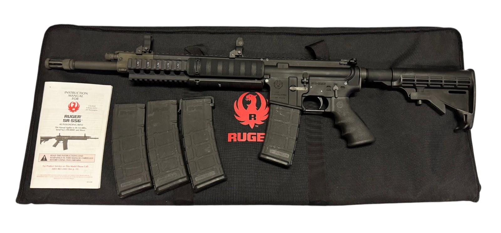 Excellent Ruger Model SR-556 Semi-Automatic 5.56mm Piston Driven AR-15 Rifle with Factory Case