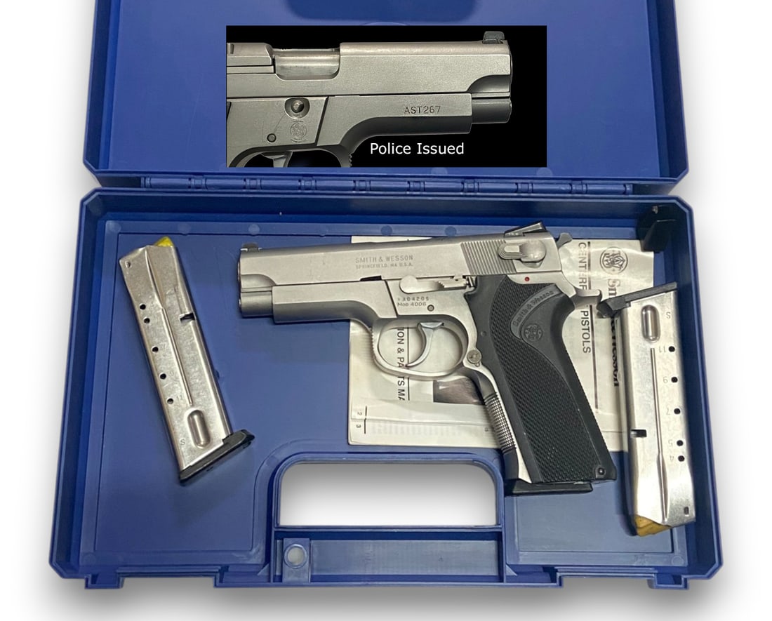 Excellent 1990s Police Marked Smith & Wesson Model 4006 .40 S&W Semi-Automatic Pistol