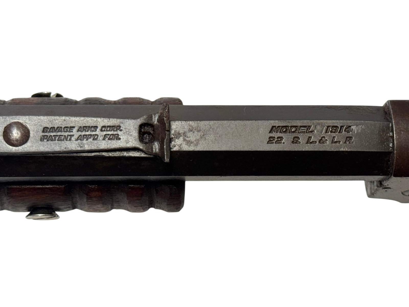 FIRST YEAR Savage M1914 Slide Action .22-SL-LR Takedown Rifle w/ Lyman No. 1A Combination Sight - 4