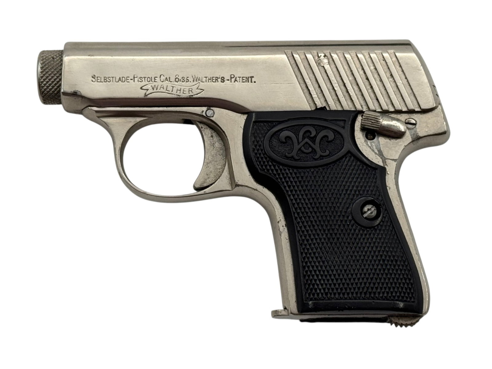Excellent Walther Model 2 Nickel Semi-Automatic 6.35MM Pocket Pistol with Holster - 3