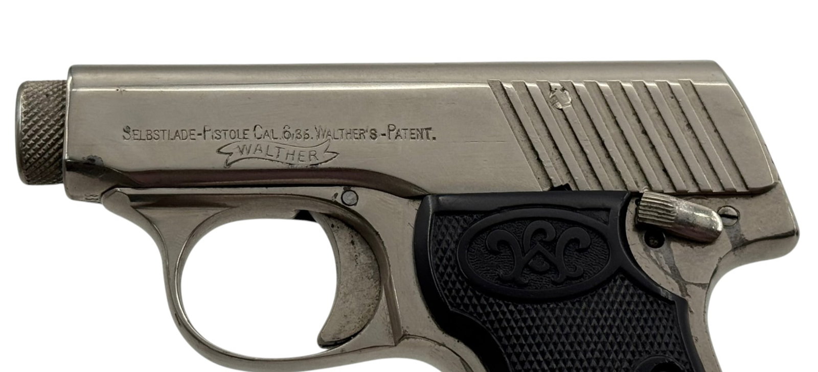 Excellent Walther Model 2 Nickel Semi-Automatic 6.35MM Pocket Pistol with Holster - 5