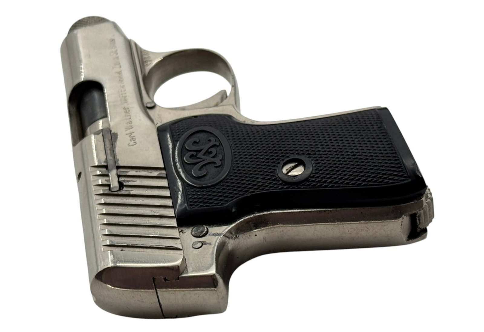 Excellent Walther Model 2 Nickel Semi-Automatic 6.35MM Pocket Pistol with Holster - 9